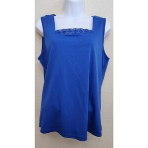 Draper's & Damon's Blue Lace Square Neck Sleeveless Top Large Lightweight Soft
